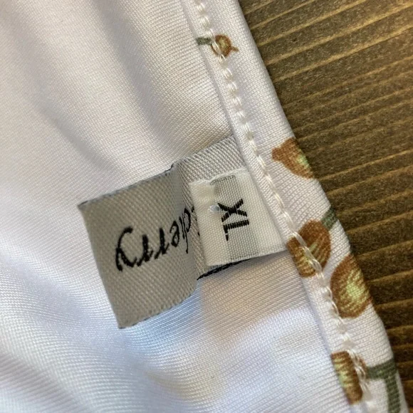 Ruched one shoulder cream and yellow butterfly floral swimsuit mesh size XL XXL - Picture 3 of 4